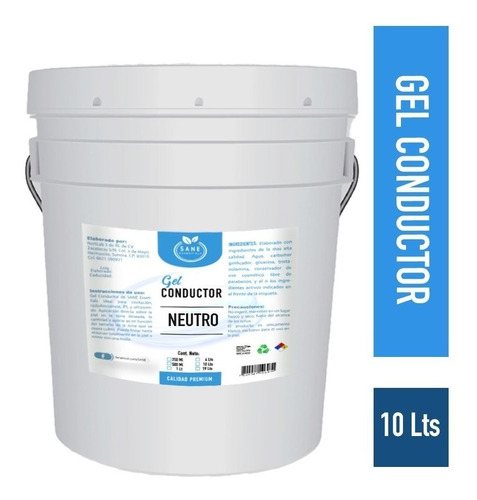 Gel Conductor Neutro Para Aparatología 10 Litros /kilos Sane