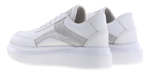 Imagen 4 de 4 de Tenis Casuales Con Aplicaciones De Glitter Plateado