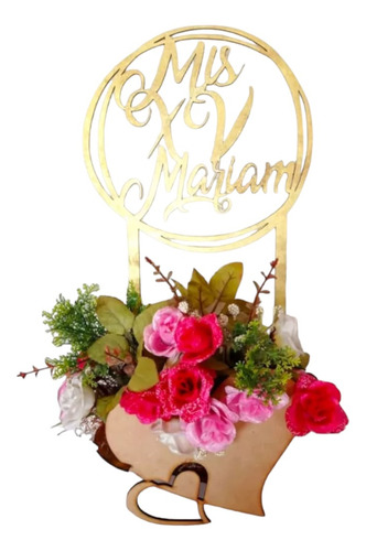 Centro De Mesa Corazón Mdf Xv Años Bodas 10 Pz