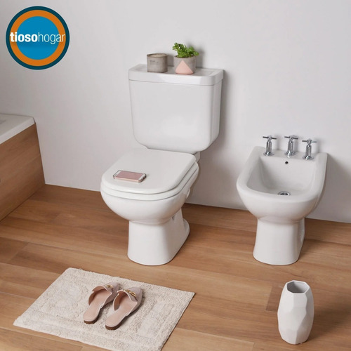 Imagen 5 de 10 de Combo Inodoro Largo Deposito Dual Tapa Bidet Ferrum Bari