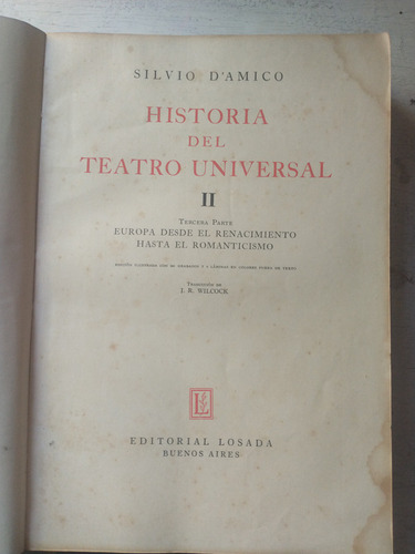Historia Del Teatro Universal - Vol. 2 Silvio D'amico