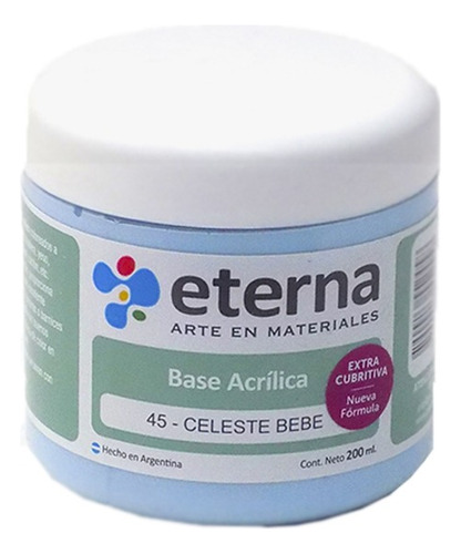 Base Acrilica Eterna Color 45 - Celeste Bebe Pote De 200ml