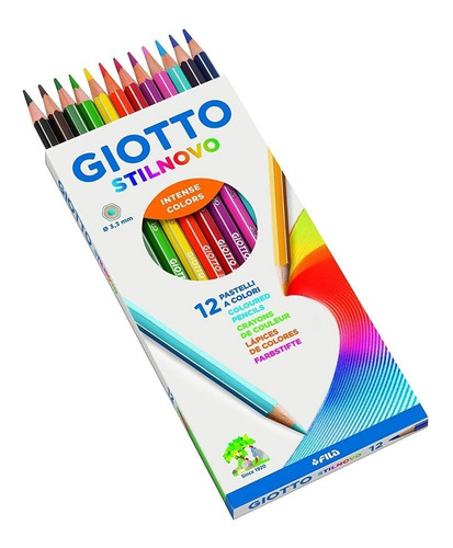 Imagen 3 de 3 de Lapices Giotto Stilnovo 12 Colores + Sacapunta + Grafito