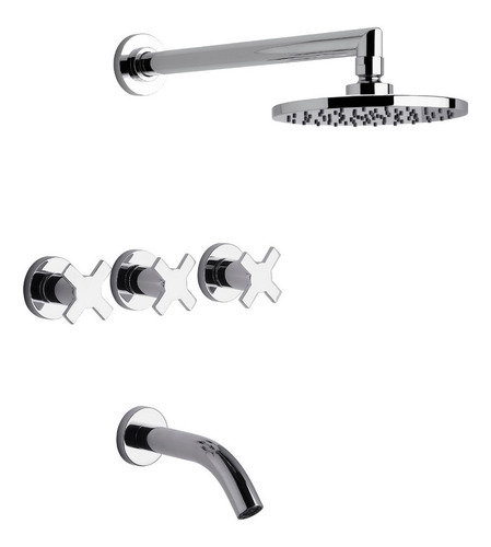 Imagen 4 de 9 de Grifería Baño Fv Alerce Lavatorio De Pared Bidet Ducha Cromo