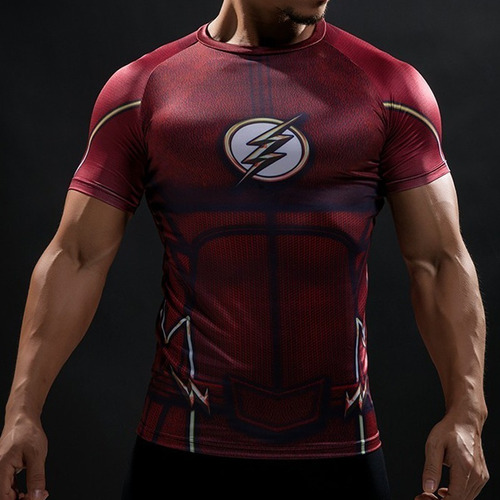 Camisa Compresión Masculina Entrenamiento The Flash 3d