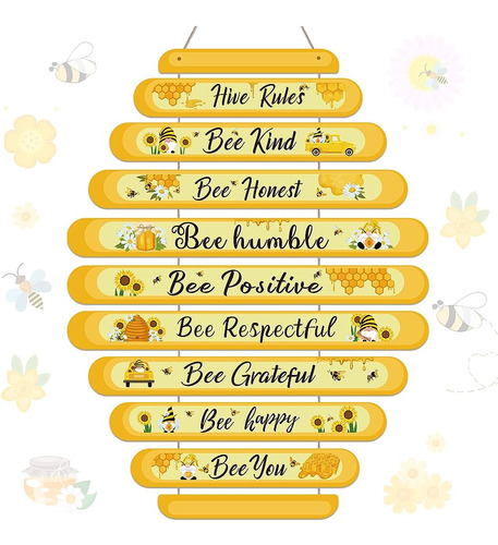~? Jetec Bee Sign Hive Rules Bee Wall Decor Plaque Bee Gift 