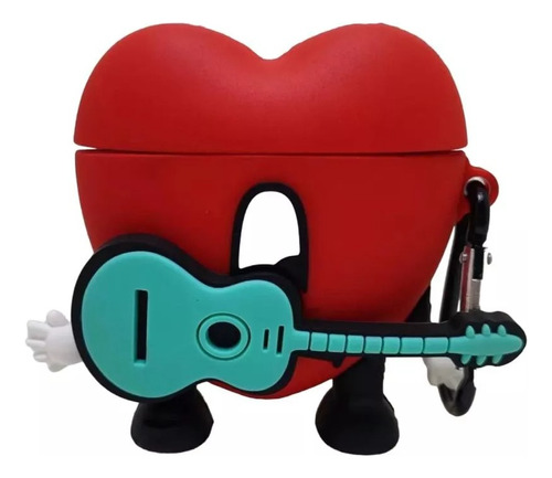 Estuche Protector Para AirPods 1 Y 2 Corazon Badbunny Guitar