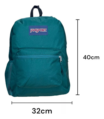 Mochila Backpac Escolar Jansport Cross Town Reforzada Deep J Verde Oscuro Liso