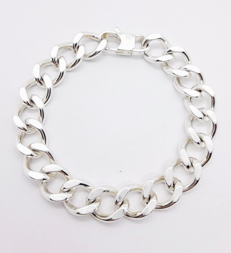 Pulsera Acero Blanco Plata Ionizado , Eslabones Xl