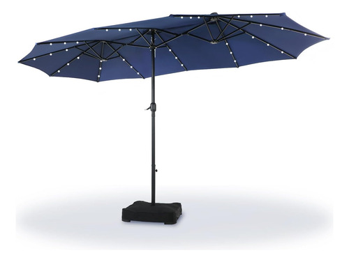 Sombrilla Extragrande De 15 Pies Con Luces Solares Y Base In