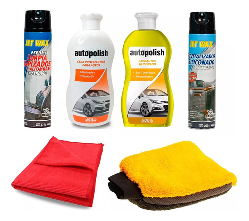 Kit Lavado En Casa Auto Moto Premium X 6 Productos