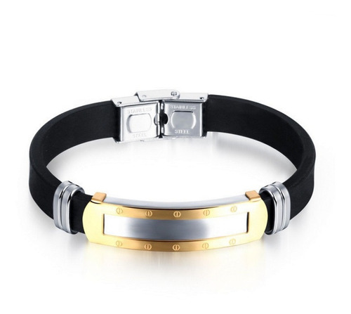 Brazalete Pulsera Hombre Placa Color Oro Pulsera Ejecutiva