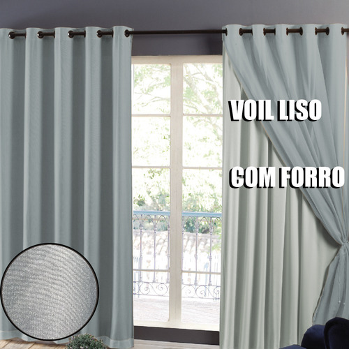 Cortina Para Sala/quarto 1,80x2,00m Cores Grande Com Voil