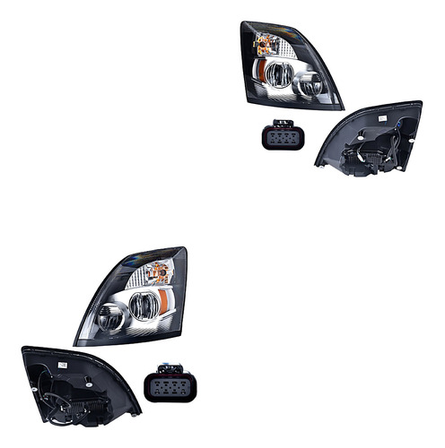 Kit Faros C/modulo Leds Fdo Crom Volvo Vnl 15/16 Generica