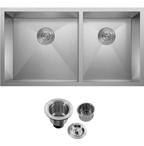 Cuba Dupla Inox Quadrada Gourmet Cozinha 88x40 Válvula Sq882