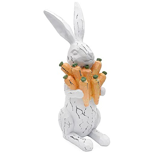 Auldhome Rabbit Statue With Carrots (13-inches); Large ...