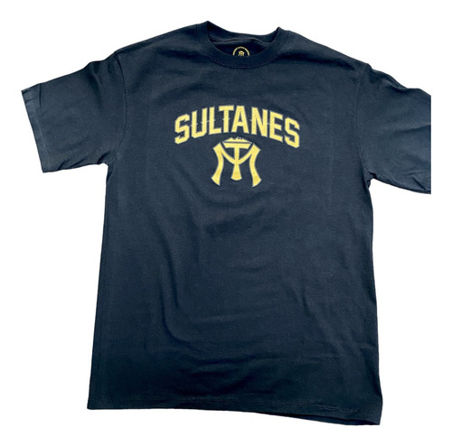 Playera Sultanes Cuello Redondo Color Negro Letras Doradas