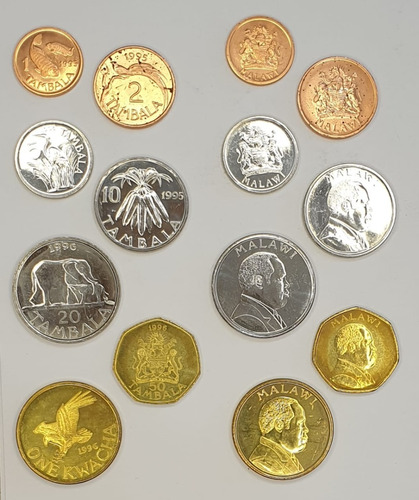 Monedas Mundiales : Malawi Set De 7 Monedas Año 1995-1996