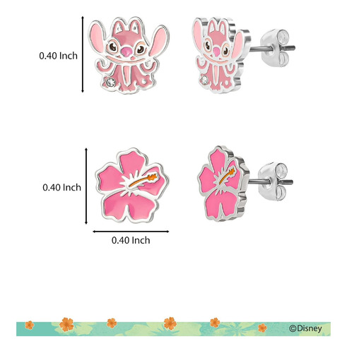 Disney Stitch Angel Stud Pendientes Para Mujer Licencia Lilo