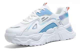 Zapatos Tenis De Plataforma Blanca De Moda Para Mujer