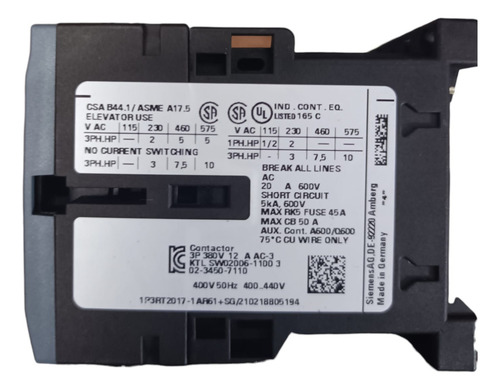 Arrancador Siemens 6 - 8hp Trifasico 440v, 9 - 12.5 A