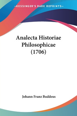 Libro Analecta Historiae Philosophicae (1706) - Buddeus, ...