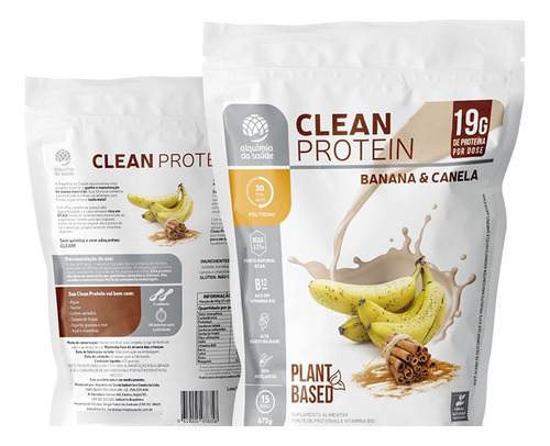 Clean Protein Plant Based Vegano 675g - Alquimia Da Saúde Sabor Banana/Canela