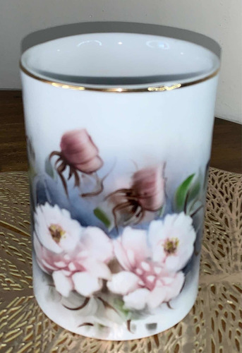 Vaso Porcelana Pintado A Mão 40 Anos Bodas De Rubi 15cm