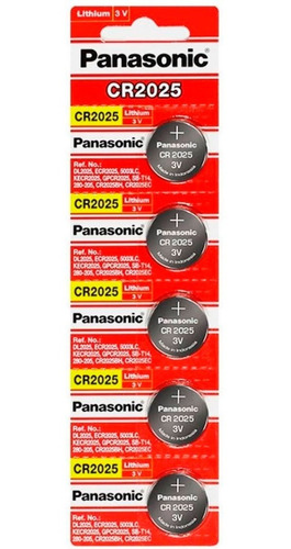 Panasonic Cr 2025 3v Cartela C/ 5 Unidades Pilha