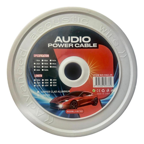 Rollo De Cable Power Audio Calibre #0 15mts Para Auto