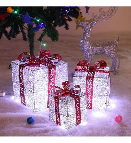 Decoración Navideña 80 Led Cajas Regalo Navidad Interior