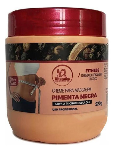 Creme De Massagem Pimenta Negra 220g - Rhenuks