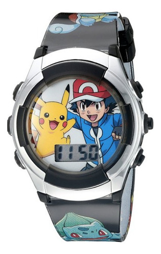 Reloj Pokemon Display Digital Niños E Color de la correa Negro Color del bisel Plateado