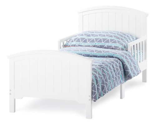 Cama Para Niños Con Rieles De Seguridad Color Blanco Mate