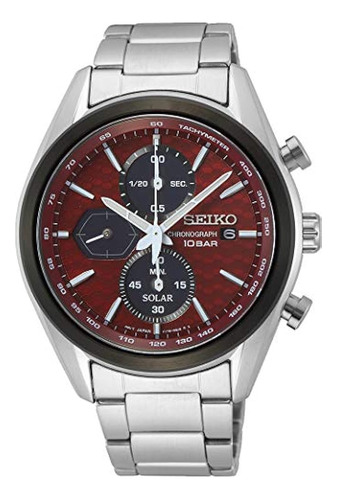 Reloj Seiko Cronógrafo De Cuarzo Con Esfera Roja Para Hombre