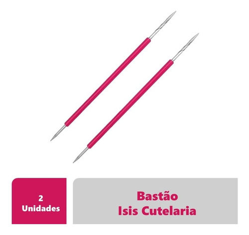 2 Palitos Bastão Duplo Isis Cutelaria Rosa Inox Manicure