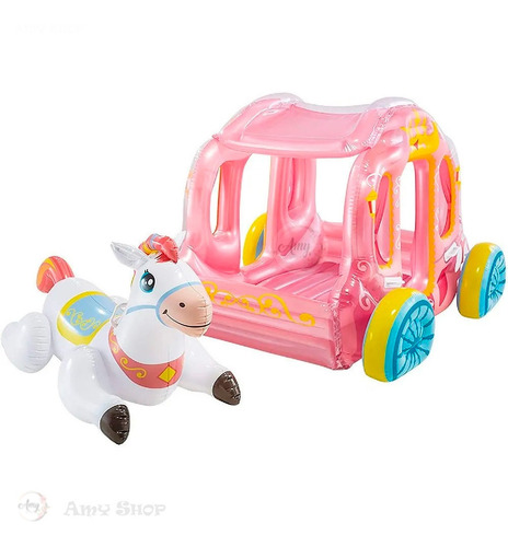 Flotador Carruaje Princesas Con Caballo Inflable Intex 56514