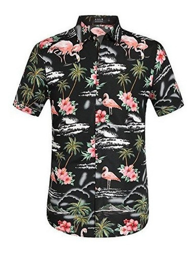 Camisa Hawaiana Casual De Manga Corta De Los Flamencos Sslr 