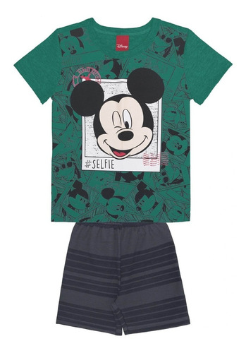 Conj Inf Masc - Camiseta/berm Est Disney 01 Cor Verde Escuro