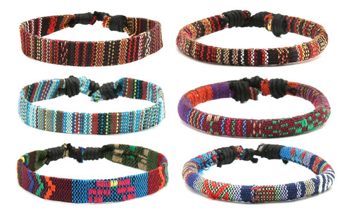 Hzman Mix 6 Wrap Pulseras Hombres Mujeres, Cuerdas De Cáñamo