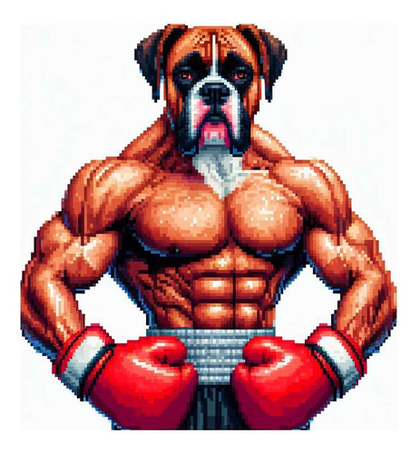 Vinilo 100x100cm Boxer Dog Fight Guantes Box Musculoso