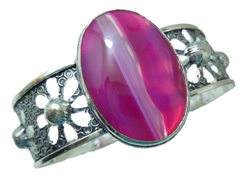 Pulsera Bañada En Plata 925 Con Ágata Botswana Encaje