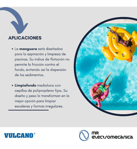 Imagen 3 de 10 de Kit Limpieza Vulcano: Barrefondo + Manguera 10m + Accesorios