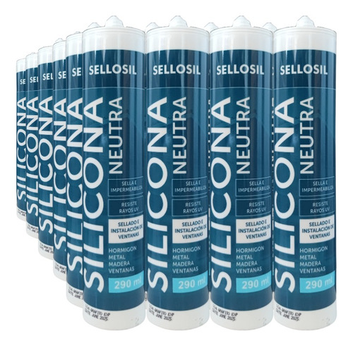 Caja 24 Und Silicona Neutra Sellosil 290ml Colores