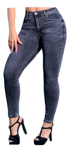 Jeans Mujer Bogota Basico Tiro Alto Gris Cintura Sexy 31