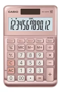 Calculadora Escritorio Casio Ms-120fm Rosa 12 Digitos Color Rosa Metálico