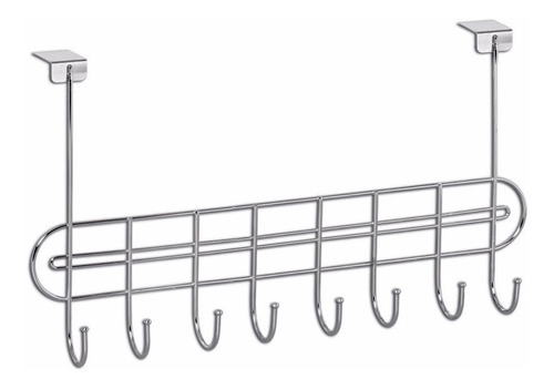 Cabide Com 8 Ganchos Para Porta Em Aço Cromado N076 - Nique*