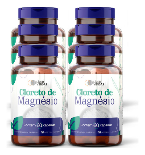 Cloreto De Magnésio 60 Cáps 420mg Kit Com 6 Potes