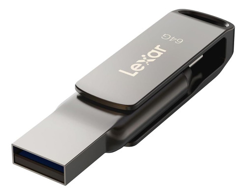 Memoria Usb Dual Lexar Jumpdrive D400 64gb Tipo C Usb 3.1 Gris Liso