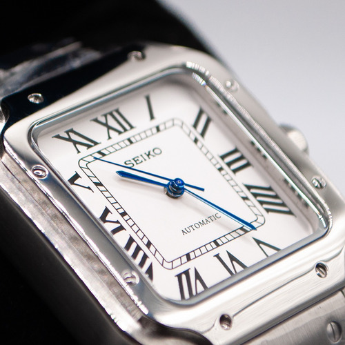 Reloj Seiko Mod Santos Automatico 39mm Plateado Plateado Blanco